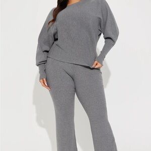 Fashion Nova Gray Knit Pants & Top Set
